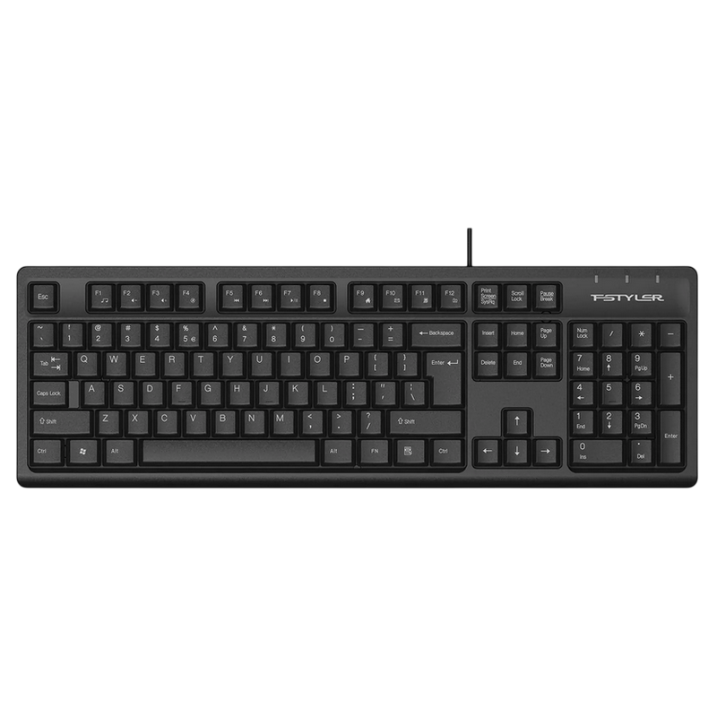 Keyboard A4Tech FK12, Fstyler FN Multimedia Wired Keyboard ( US+RU+RO ), Black