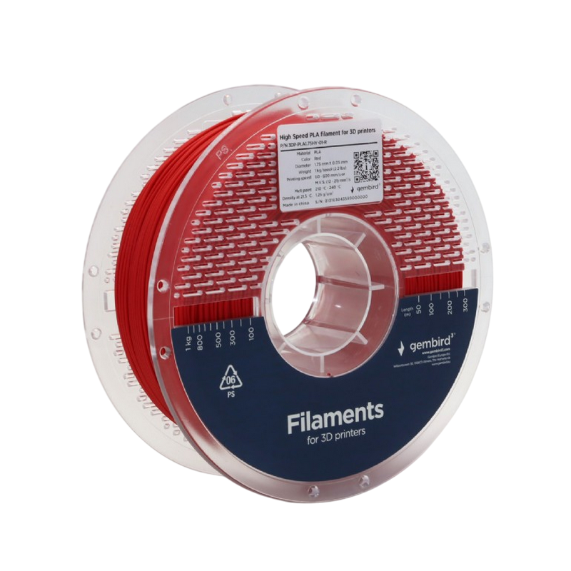 PLA 1.75 mm High Speed Filament Red, 1 kg, Gembird, 3DP-PLA1.75HY-01-R