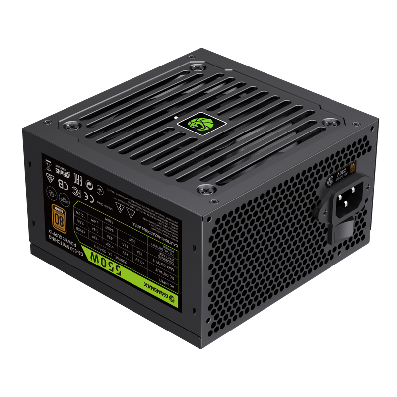 Power Supply ATX 550W GAMEMAX GE-550, 80+ Bronze, 120mm, Active PFC+Double tube forward, Temperature control fan, ATX3.1, PCIe 5.1, Black