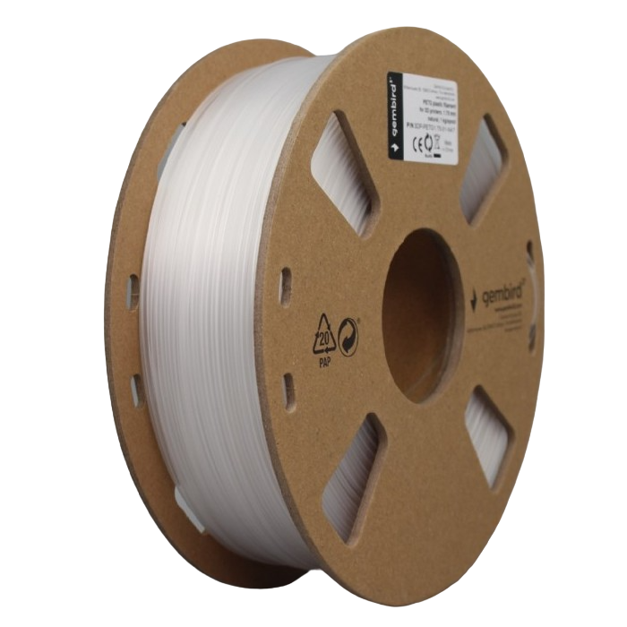 PETG 1.75 mm, Gembird Natural Filament, 1 kg, 3DP-PETG1.75-01-NAT