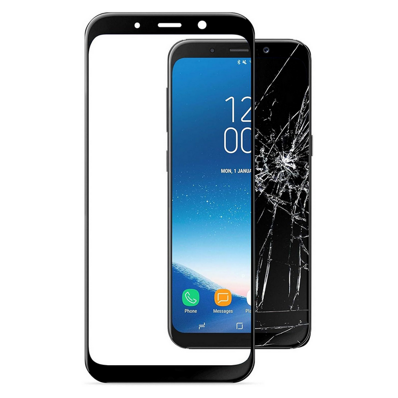 Cellular Tempered Glass for Sam. Gal. A8(2018), curved Black
