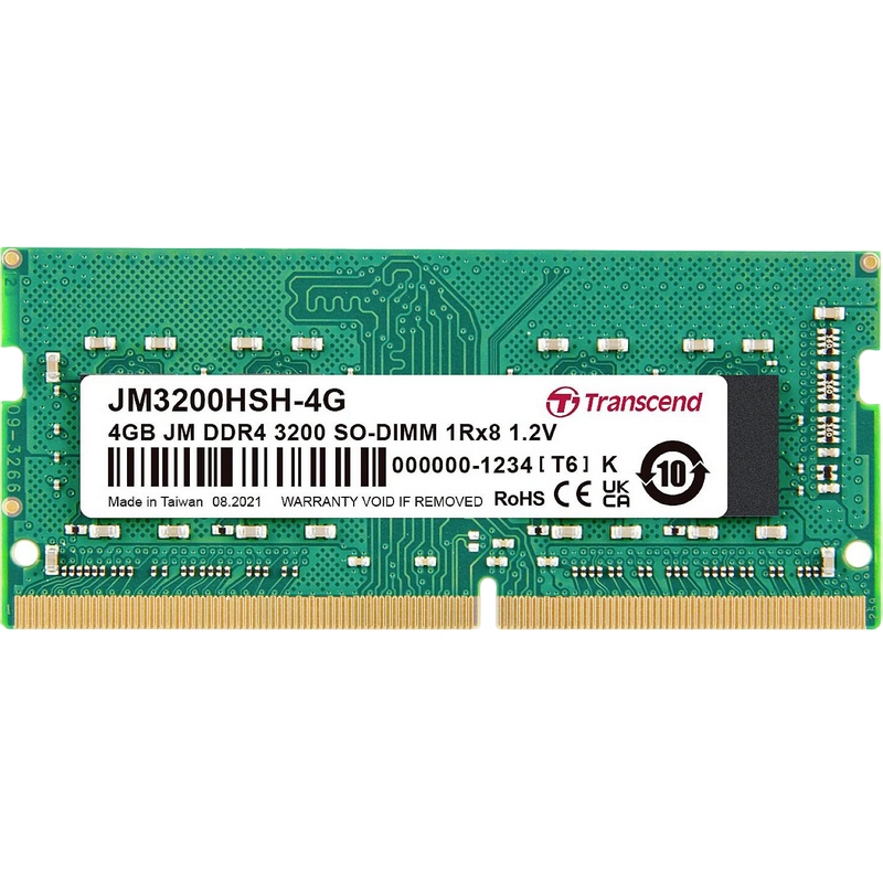 .4GB DDR4- 3200MHz SODIMM Transcend PC25600S, CL22, 260pin DIMM 1.2V