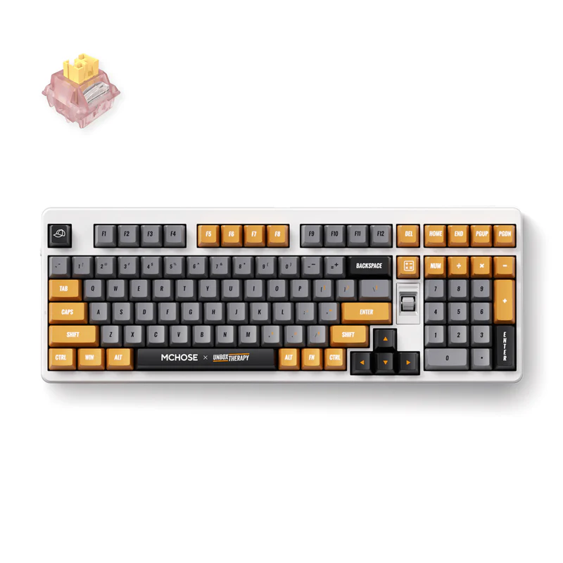 Gaming Wireless Keyboard MCHOSE x Unbox Therapy UT98, Mechanical, 98% Layout, Silent Peach V3 SW, EN, Retro Therapy
