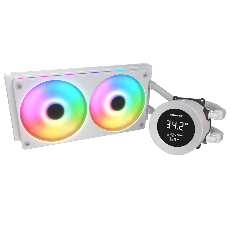 AIO Liquid Cooling Cougar "Poseidon Vistek ARGB 240" (≤38 dB(A), 78.2 CFM,2x120mm,ARGB,1800g) White