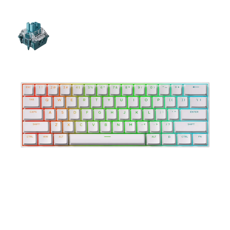 Gaming Keyboard MCHOSE Ace 60 Pro, Mechanical, Uranus Magnetic SW, 60% Layout, PBT, Aluminum, 32K, 0.125ms, RGB, USB, EN, White