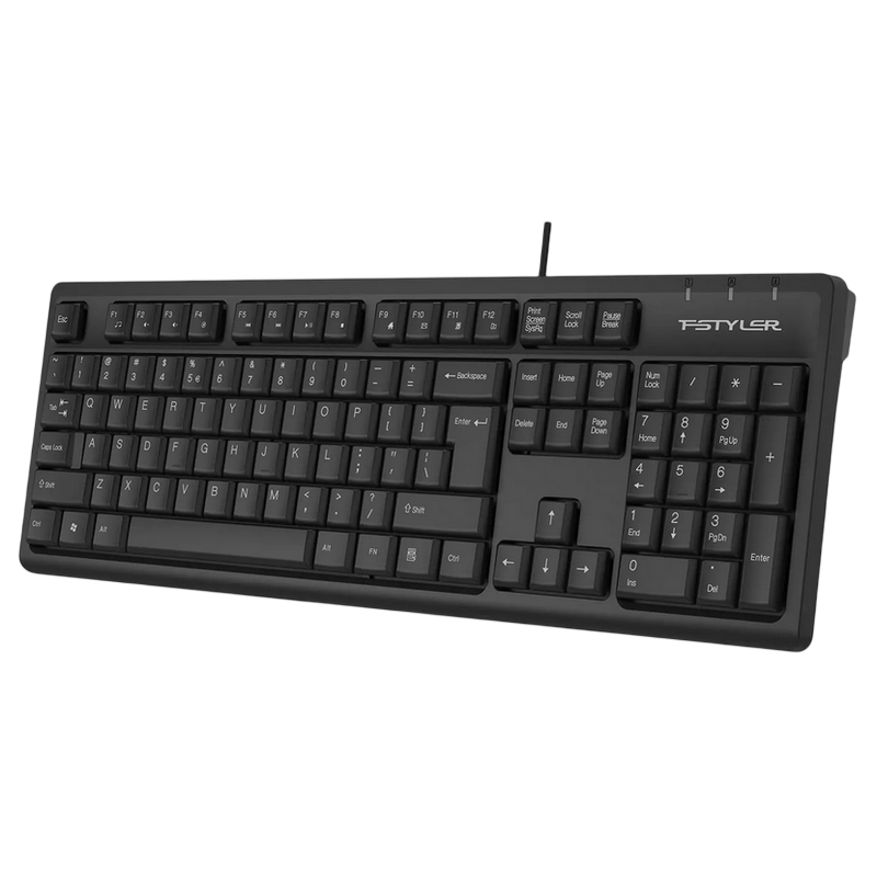 Keyboard A4Tech FK12, Fstyler FN Multimedia Wired Keyboard ( US+RU+RO ), Black
