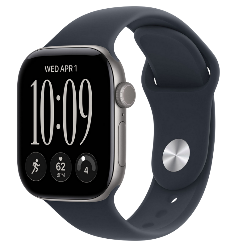Apple Watch Series 12 GPS, 42mm Space Grey Aluminium Case with Navy Blue Sport Band - S/M MJE74