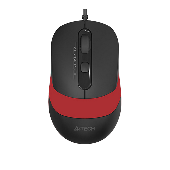 Mouse A4Tech FM10, 800-1600 dpi, 4 buttons, 108g, Ambidextrous, 4-Way Wheel, 1.5m, USB, Black/Red