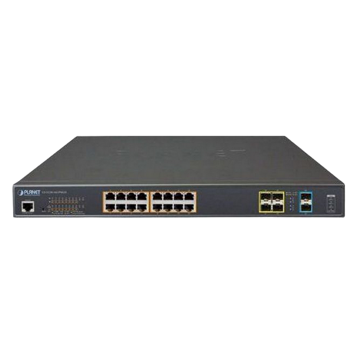 16-port Gigabit Managed PoE+ Switch, Planet "GS-5220-16UP4S2X", 400watts, 4 SFP and 2 SFP+, steel case