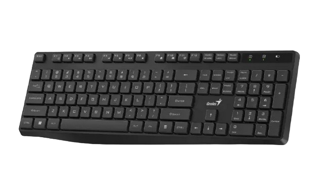 Wireless Keyboard Genius KB-7200, 12 Fn Keys, Chocolate keys, Battery indicator, 2xAAA, 2.4 Ghz, EN/RU, Black
