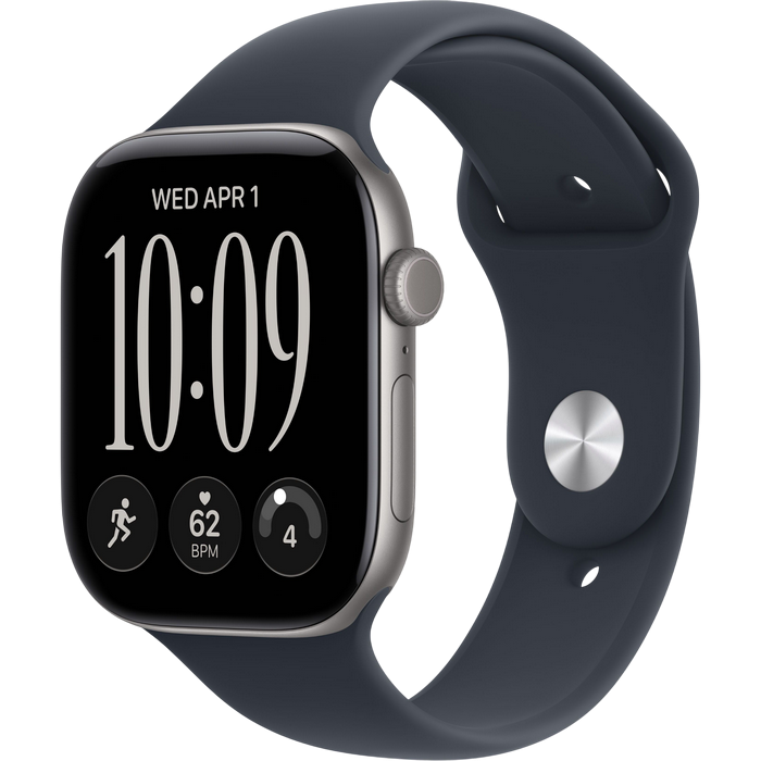 Apple Watch Series 12 GPS, 46mm Space Grey Aluminium Case with Navy Blue Sport Band - M/L MJEJ4