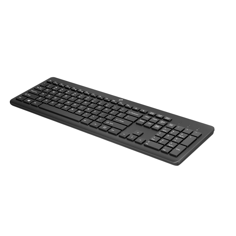 Wireless Keyboard HP 230, Full size; 3-zone layout, Sleek and quiet, Tilt adjustable, 2.4G Hz; 2 x AAA; EN/RU, Black