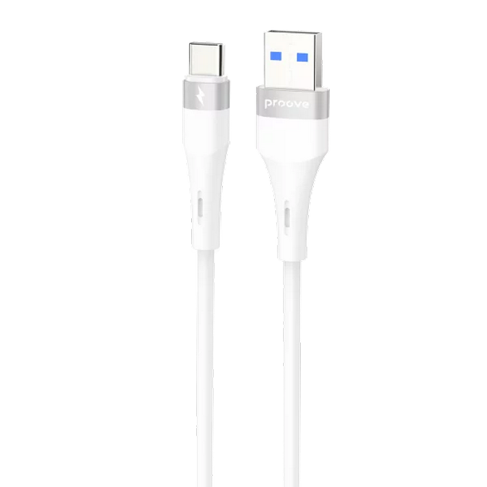 Cablu USB (Type-C), Proove Light Silicone Plus 3A (1m), White
