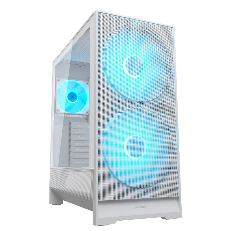 Case ATX Cougar Airface 180 w/o PSU 2x180front 1x120rear PWM ARGB fans Tempered Glass, LED controller 2xUSB3.0 1xUSB-C 1x2.5" 2x3.5" RGB Button, White