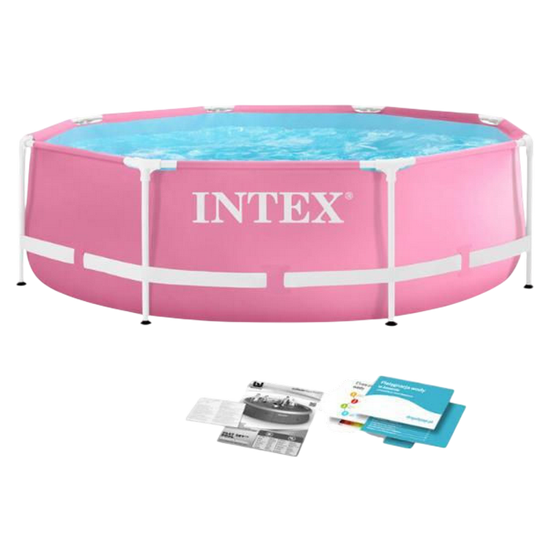 28290 INTEX Piscină Pink Metal Frame 244х76сm, 2843L, cadru metalic
