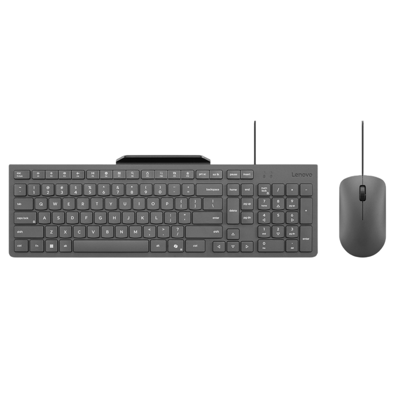 Keyboard & Mouse Lenovo 310, 2.5 zone layout, Phone Holder, spill-resistant, Ambidextrous mouse, 3 buttons, 2000dpi, 1.8m cable, USB, EN/RU, Luna Grey