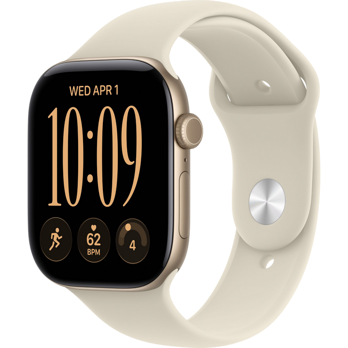 Apple Watch Series 12 GPS, 46mm Light Gold Aluminium Case with Sand Sport Band - M/L MJEP4