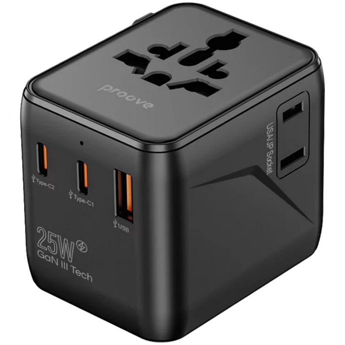 Travel Adapter Proove Trip, 25W, Black