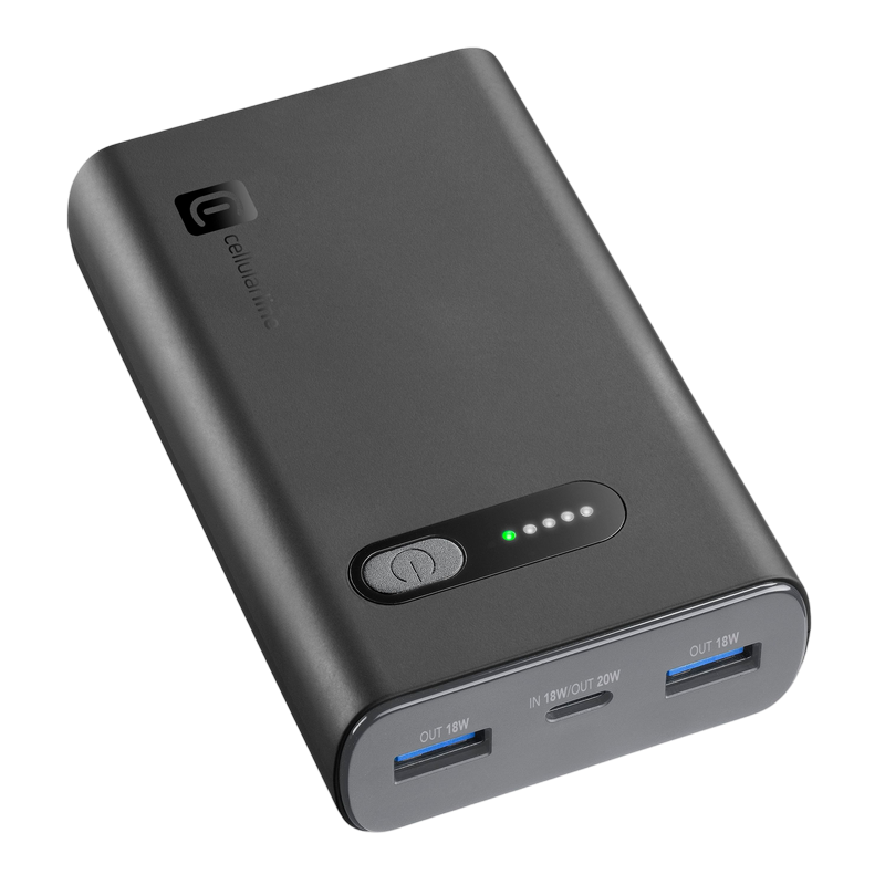 Power Bank Cellularline 10000mAh, Fast PD 20W, Black