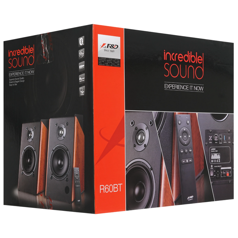 Speakers F&D R60BT Black, 120W, Bluetooth