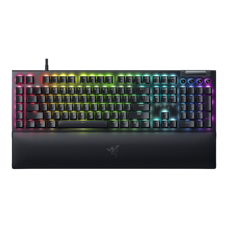 Gaming Keyboard Razer BlackWidow V4, Mechanical, Clicky SW, Aluminum, Macro, Digital Wheel, 6 G-keys, Doubleshot ABS, RGB, Wrist rest, USB, EN, Black