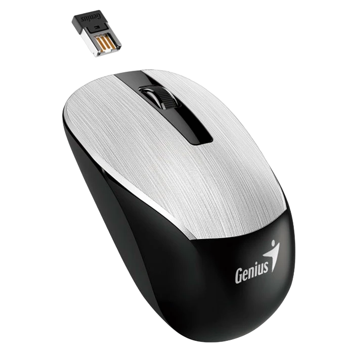 Wireless Mouse Genius NX-7015, 1200 dpi, 3 buttons, Ambidextrous, 57g, BlueEye, 1xAA, 2.4Ghz, Silver