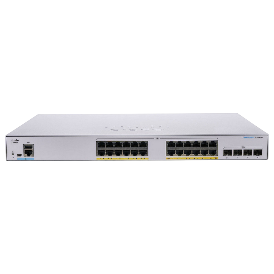 24-port Gigabit PoE Smart Switch Cisco CBS250-24P-4X, 4 x 10G SFP+