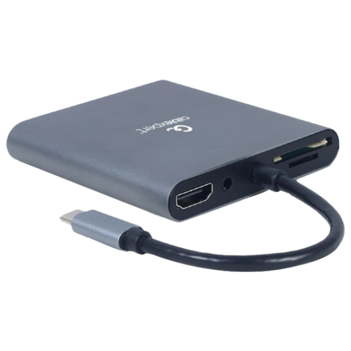 Docking Station Gembird A-CM-COMBO6-01, USB3.1, USB-C, HDMI, VGA, 3.5mm, SD, MicroSD, PD 60W, Metal housing