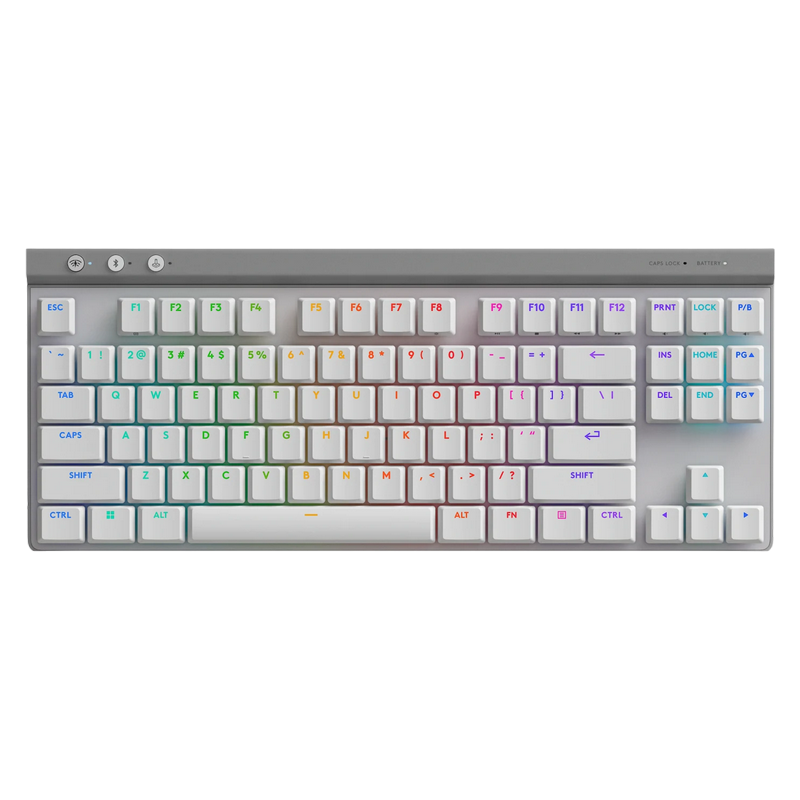 Gaming Wireless Keyboard Logitech G515 TKL, Mechanical, Thin, Low-profile, GL Tactile SW, Double-shot PBT, Macro, RGB, 1500mAh, 2.4GHz+BT, EN, White