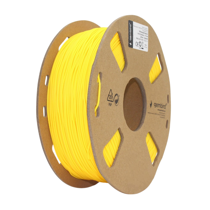 TPE 1.75 mm, Flexible Yellow Filament, 1 kg, Gembird 3DP-TPE1.75-01-Y