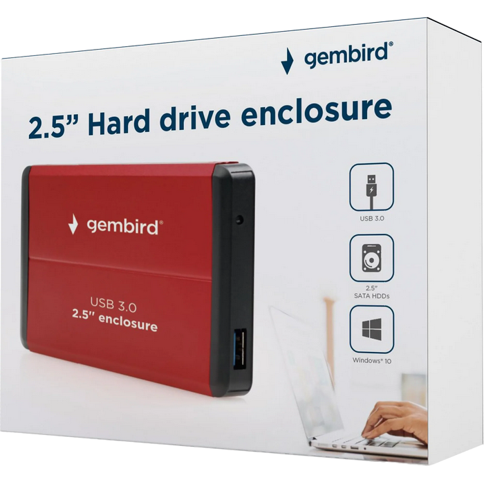 2.5" SATA HDD External Case (USB 3.0), Red, Gembird "EE2-U3S-2-R"