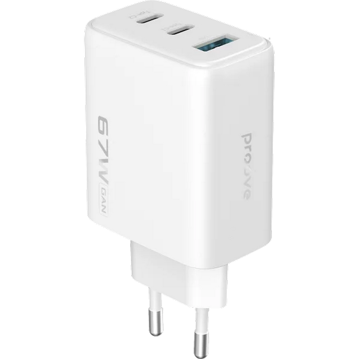 Incarcator Proove, Silicone Power 67W, 2Type-C+USB, (fara cablu), White