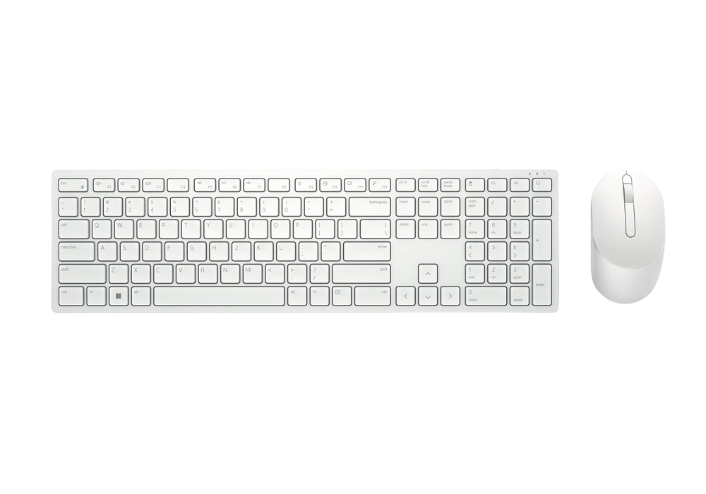 Wireless Keyboard & Mouse Dell KM5221W, Multimedia keys, 2.4Ghz, Russian, White