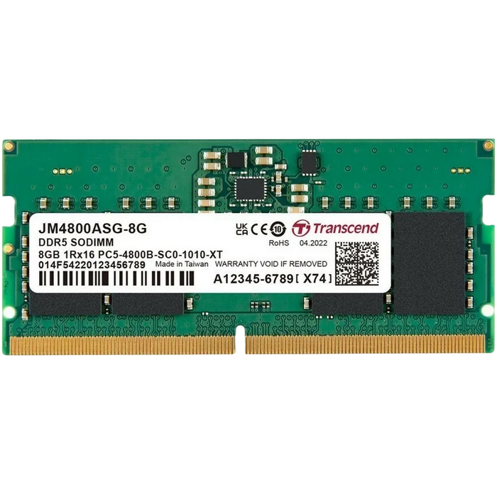 .8GB DDR5-4800MHz SODIMM Transcend JetRam, PC5-38400U, 1Rx16, CL40, 1.1V