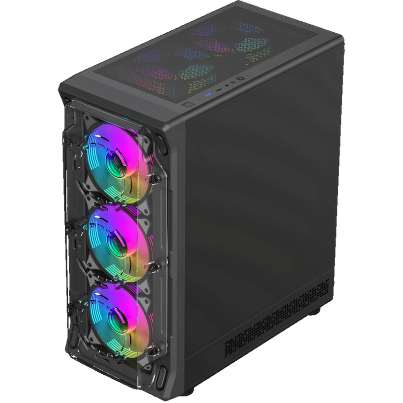 Case EATX GAMEMAX Starlight 2 AB, w/o PSU, 0.4mm, 6x120mm ARGB, Front Acrylic,Transparent panel, 1xUSB-C, 1xUSB3.0, 1xUSB2.0, 3x2.5", 2x3.5", Black