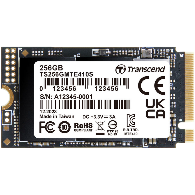 .M.2 NVMe SSD 256GB Transcend 410S [42mm, PCIe 4.0 x4, R/W:3000/1400MB/s, 190/330K IOPS, 150TBW]