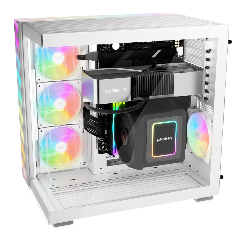 Case ATX be quiet! Ligh Base 600 DX, w/o PSU, ARGB strips & Hub, Front & Side Tempered Glass, DF, VGA holder, USB-C, 2xUSB3.2, 1x3.5", 2x2.5", White