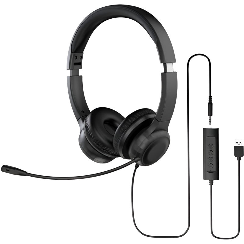 Headset ACER Office AHW154, 20 HZ - 20 KHZ, 32 Ohm±15%, 122±3dB, 3.5mm+USB-A, Black