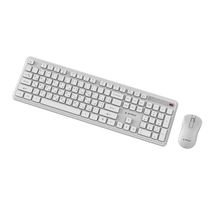 Wireless Keyboard & Mouse Gembird Slim Pro Business KBS-WPS-01-W-CYRL, Chocolate, 1200dpi, 3 buttons, Ambidextrous, 2.4Ghz, EN/RU, White