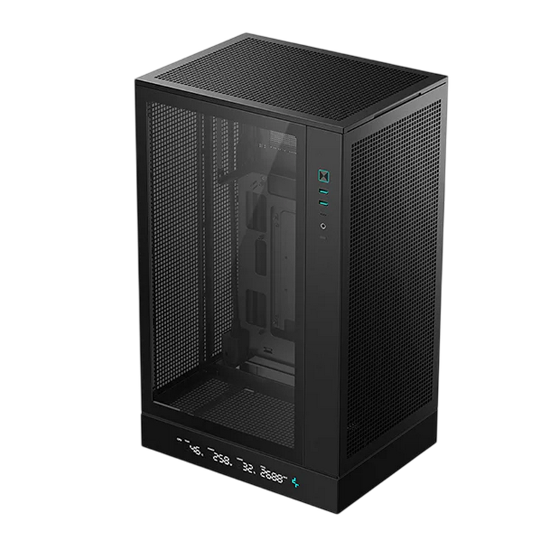 Case mATX Deepcool CH270 Digital, w/o PSU, No fans, TG, 2xUSB3.0, 1xUSB-C, 1x2.5", 1x3.5", Black