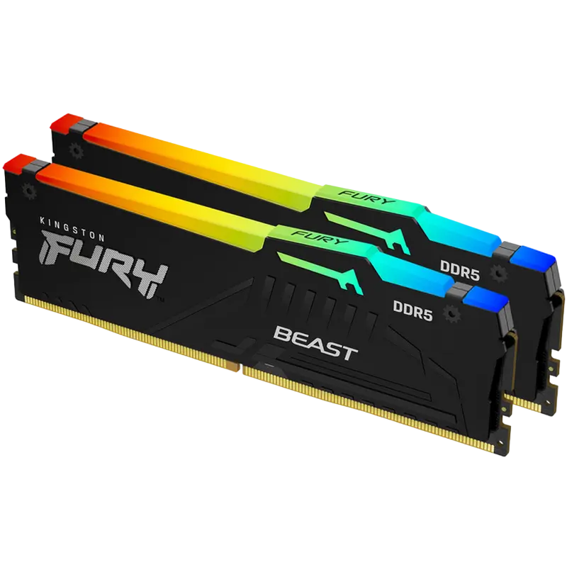 16GB DDR5-6000MHz Kingston FURY Beast RGB (Kit of 2x8GB) (KF560C30BBEAK2-16), CL30-36-36, 1.4V, AMD EXPO 1.0/Intel XMP 3.0, Black