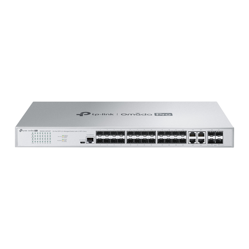 24-port 10/100/1000Mbps Switch TP-LINK Omada Pro"S5500-24F4XF",4x10G SFP+, 4xSFP/RJ45 Combo, Dual PSU, Console Port