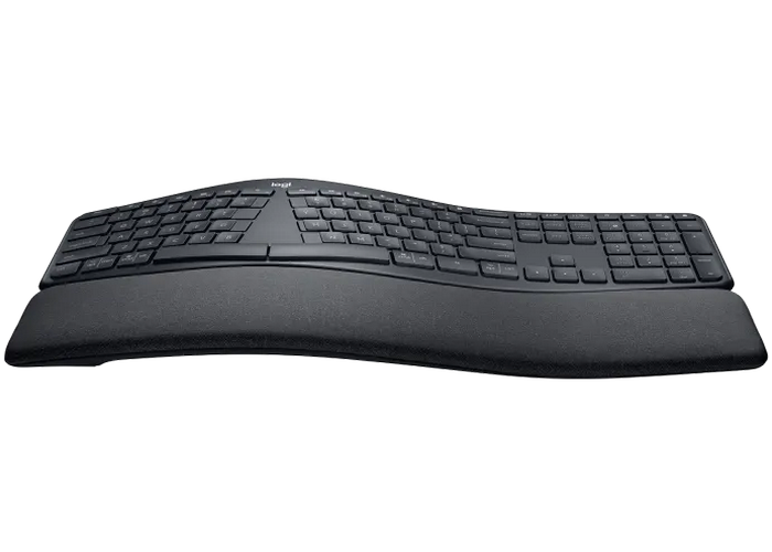 Wireless Keyboard Logitech ERGO K860, Curved keyframe, Split layout, Ultra precise typing, Wrist rest, 2xAAA, 2.4Ghz+BT, EN, Graphite