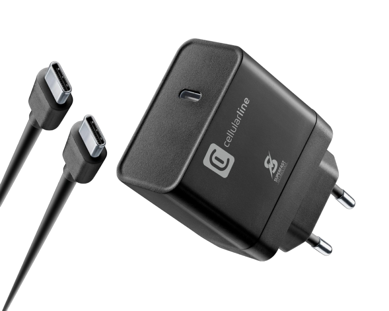 Wall Charger Cellularline, + Type-C to Type-C, 45W, Black