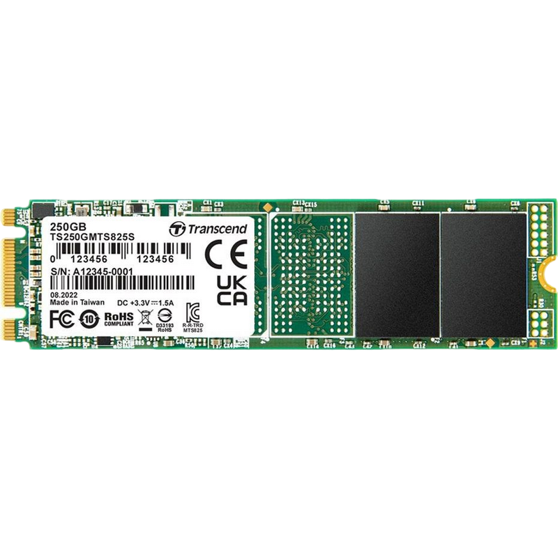.M.2 SATA SSD 250GB Transcend "TS250GMTS825S" [80mm, R/W:500/330MB/s, 40K/75K IOPS, 90 TBW, 3DTLC]