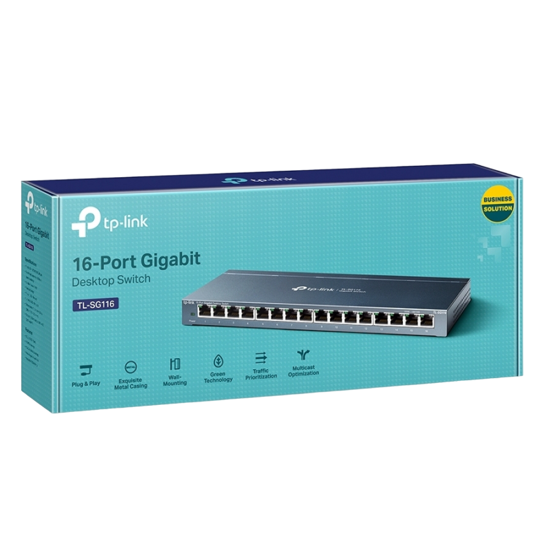 16-port 10/100/1000Mbps Switch TP-LINK "TL-SG116", Metal Case
