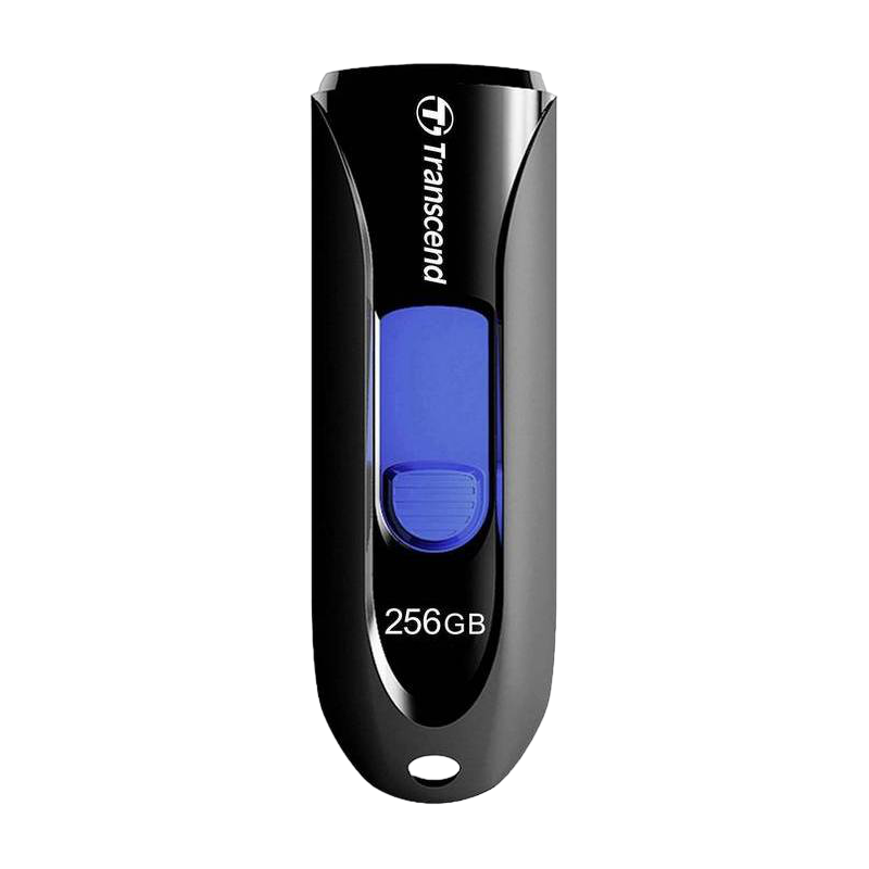 256GB USB3.1 Flash Drive Transcend "JetFlash 790", Black-Blue, Slider (R/W:90/40MB/s)