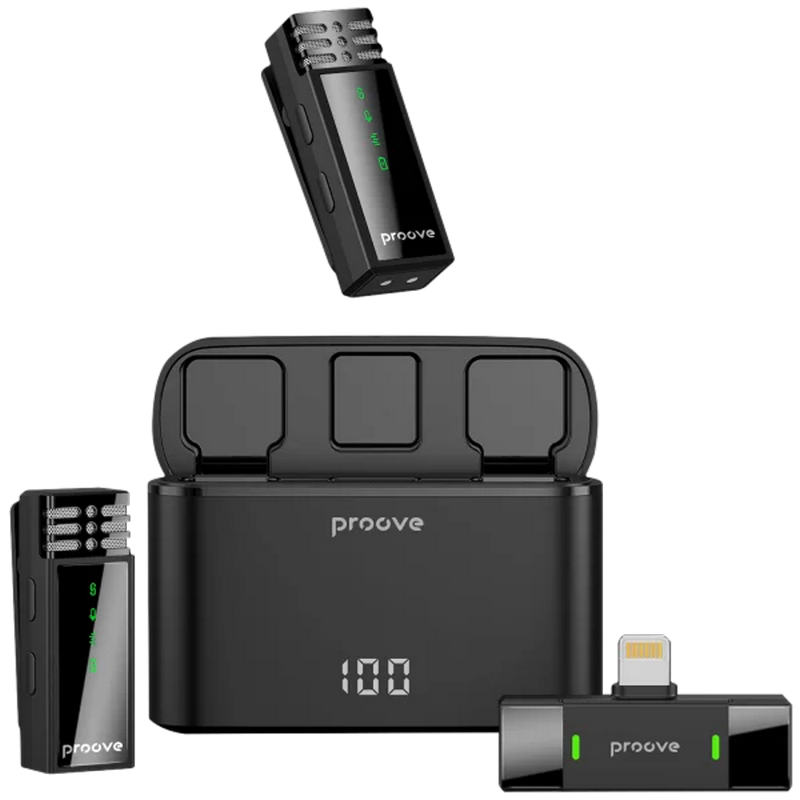 Microphone Wireless Proove Record Lightning (2 mic),Black