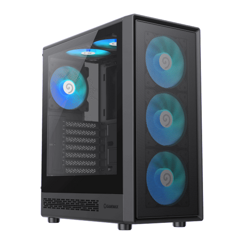 Case ATX GAMEMAX Storm 2 AB, w/o PSU, 0.4mm, 6x120mm ARGB fans , Front Mesh, Tempered Glass, 1xUSB-C, 1xUSB3.0, 1xUSB2.0, 2x2.5", 3x3.5", Black