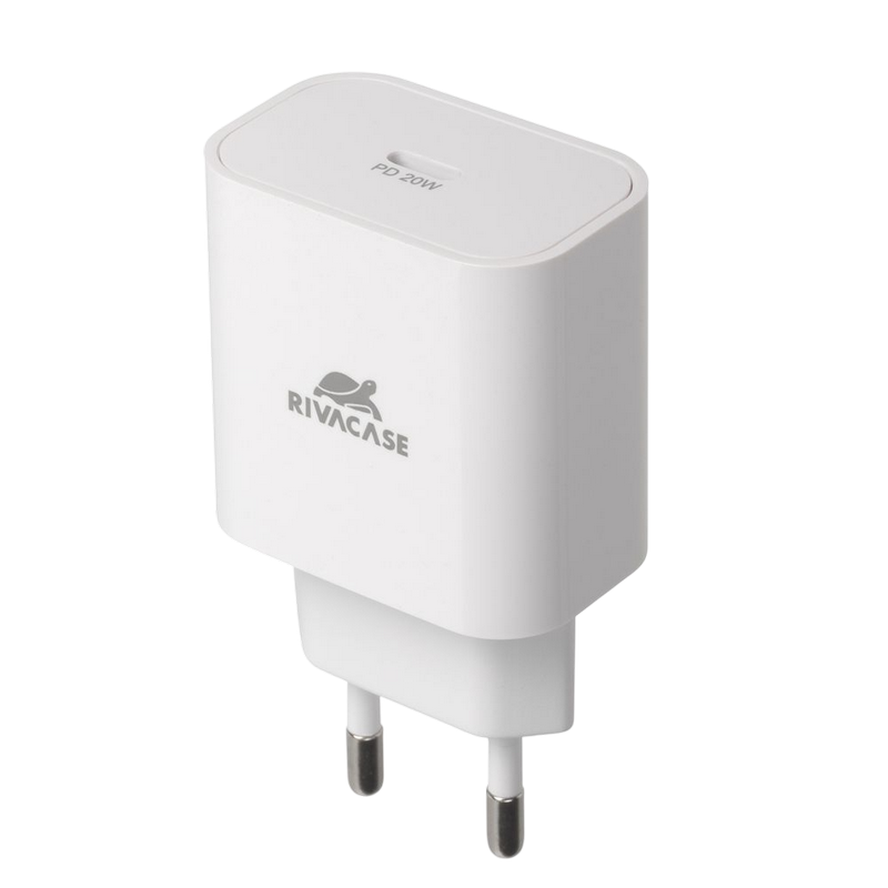 Wall Charger Rivacase PS4101 W00, 1 port, 20W PD USB-C, White